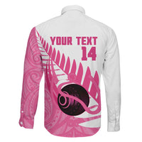 New Zealand Lawn Bowls Breast Cancer Custom Family Matching Mermaid Dress and Hawaiian Shirt Aotearoa Maori Silver Fern Pink Ribbon - Polynesian Pride