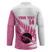 New Zealand Lawn Bowls Breast Cancer Custom Hockey Jersey Aotearoa Maori Silver Fern Pink Ribbon - Polynesian Pride