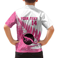 New Zealand Lawn Bowls Breast Cancer Custom Kid Hawaiian Shirt Aotearoa Maori Silver Fern Pink Ribbon LT14 - Polynesian Pride