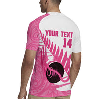 New Zealand Lawn Bowls Breast Cancer Custom Rugby Jersey Aotearoa Maori Silver Fern Pink Ribbon - Polynesian Pride