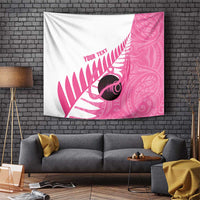 New Zealand Lawn Bowls Breast Cancer Custom Tapestry Aotearoa Maori Silver Fern Pink Ribbon - Polynesian Pride