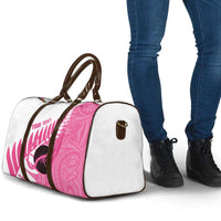 New Zealand Lawn Bowls Breast Cancer Custom Travel Bag Aotearoa Maori Silver Fern Pink Ribbon - Polynesian Pride
