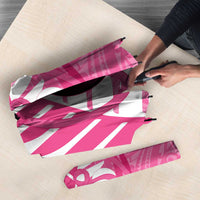 New Zealand Lawn Bowls Breast Cancer Custom Umbrella Aotearoa Maori Silver Fern Pink Ribbon - Polynesian Pride