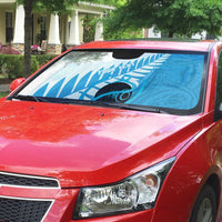 New Zealand Lawn Bowls Prostate Cancer Custom Auto Sun Shade Aotearoa Maori Silver Fern Blue Ribbon - Polynesian Pride