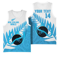 New Zealand Lawn Bowls Prostate Cancer Custom Basketball Jersey Aotearoa Maori Silver Fern Blue Ribbon - Polynesian Pride