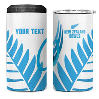 New Zealand Lawn Bowls Prostate Cancer Custom 4 in 1 Can Cooler Tumbler Aotearoa Maori Silver Fern Blue Ribbon - Polynesian Pride