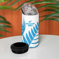 New Zealand Lawn Bowls Prostate Cancer Custom 4 in 1 Can Cooler Tumbler Aotearoa Maori Silver Fern Blue Ribbon - Polynesian Pride
