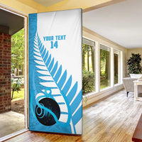 New Zealand Lawn Bowls Prostate Cancer Custom Door Cover Aotearoa Maori Silver Fern Blue Ribbon - Polynesian Pride