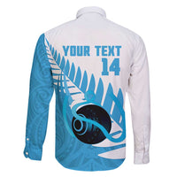 New Zealand Lawn Bowls Prostate Cancer Custom Family Matching Long Sleeve Bodycon Dress and Hawaiian Shirt Aotearoa Maori Silver Fern Blue Ribbon LT14 - Polynesian Pride