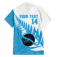 New Zealand Lawn Bowls Prostate Cancer Custom Family Matching Off Shoulder Short Dress and Hawaiian Shirt Aotearoa Maori Silver Fern Blue Ribbon LT14 - Polynesian Pride