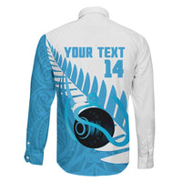 New Zealand Lawn Bowls Prostate Cancer Custom Family Matching Off Shoulder Short Dress and Hawaiian Shirt Aotearoa Maori Silver Fern Blue Ribbon LT14 - Polynesian Pride