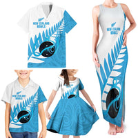 New Zealand Lawn Bowls Prostate Cancer Custom Family Matching Tank Maxi Dress and Hawaiian Shirt Aotearoa Maori Silver Fern Blue Ribbon - Polynesian Pride