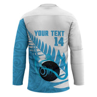 New Zealand Lawn Bowls Prostate Cancer Custom Hockey Jersey Aotearoa Maori Silver Fern Blue Ribbon - Polynesian Pride