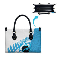 New Zealand Lawn Bowls Prostate Cancer Custom Leather Bag Aotearoa Maori Silver Fern Blue Ribbon - Polynesian Pride