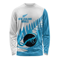 New Zealand Lawn Bowls Prostate Cancer Custom Long Sleeve Shirt Aotearoa Maori Silver Fern Blue Ribbon LT14 Unisex Blue - Polynesian Pride