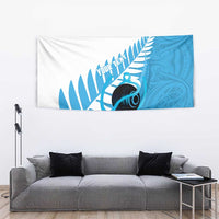New Zealand Lawn Bowls Prostate Cancer Custom Tapestry Aotearoa Maori Silver Fern Blue Ribbon - Polynesian Pride