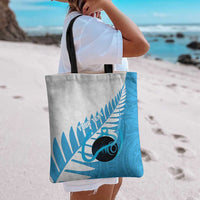 New Zealand Lawn Bowls Prostate Cancer Custom Tote Bag Aotearoa Maori Silver Fern Blue Ribbon - Polynesian Pride