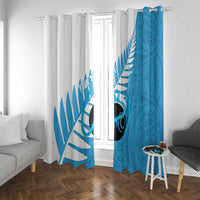 New Zealand Lawn Bowls Prostate Cancer Custom Window Curtain Aotearoa Maori Silver Fern Blue Ribbon - Polynesian Pride