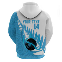 New Zealand Lawn Bowls Prostate Cancer Custom Zip Hoodie Aotearoa Maori Silver Fern Blue Ribbon - Polynesian Pride