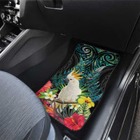 Sulphur-crested Cockatoo New Zealand Car Mats Paua Shell Aotearoa Maori Tropical Flowers - Polynesian Pride