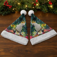 Sulphur-crested Cockatoo New Zealand Christmas Santa Hat Paua Shell Aotearoa Maori Tropical Flowers - Polynesian Pride