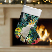 Sulphur-crested Cockatoo New Zealand Christmas Stocking Paua Shell Aotearoa Maori Tropical Flowers - Polynesian Pride