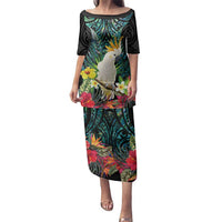Sulphur-crested Cockatoo New Zealand Family Matching Puletasi and Hawaiian Shirt Paua Shell Aotearoa Maori Tropical Flowers - Polynesian Pride