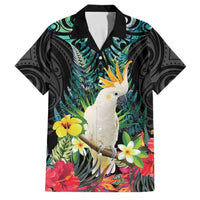 Sulphur-crested Cockatoo New Zealand Family Matching Tank Maxi Dress and Hawaiian Shirt Paua Shell Aotearoa Maori Tropical Flowers - Polynesian Pride