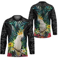 Sulphur-crested Cockatoo New Zealand Hockey Jersey Paua Shell Aotearoa Maori Tropical Flowers - Polynesian Pride