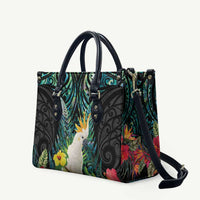 Sulphur-crested Cockatoo New Zealand Leather Bag Paua Shell Aotearoa Maori Tropical Flowers - Polynesian Pride