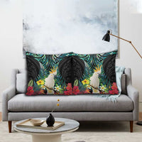 Sulphur-crested Cockatoo New Zealand Pillow Cover Paua Shell Aotearoa Maori Tropical Flowers - Polynesian Pride