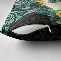 Sulphur-crested Cockatoo New Zealand Pillow Cover Paua Shell Aotearoa Maori Tropical Flowers - Polynesian Pride
