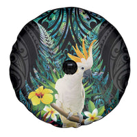 Sulphur-crested Cockatoo New Zealand Spare Tire Cover Paua Shell Aotearoa Maori Tropical Flowers - Polynesian Pride