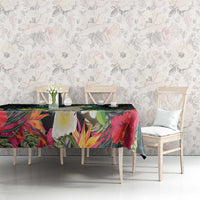 Sulphur-crested Cockatoo New Zealand Tablecloth Paua Shell Aotearoa Maori Tropical Flowers - Polynesian Pride