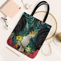 Sulphur-crested Cockatoo New Zealand Tote Bag Paua Shell Aotearoa Maori Tropical Flowers - Polynesian Pride