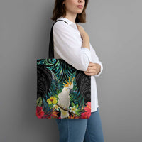 Sulphur-crested Cockatoo New Zealand Tote Bag Paua Shell Aotearoa Maori Tropical Flowers - Polynesian Pride