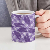 Purple Hawaii Kalo Palaka Motifs Ceramic Mug Hawaiian Taro Leaves Elegant Vibes LT14 - Polynesian Pride