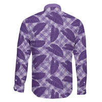 Purple Hawaii Kalo Palaka Motifs Family Matching Mermaid Dress and Hawaiian Shirt Hawaiian Taro Leaves Elegant Vibes LT14 - Polynesian Pride