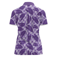 Purple Hawaii Kalo Palaka Motifs Women Polo Shirt Hawaiian Taro Leaves Elegant Vibes - Polynesian Pride