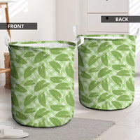 Green Hawaii Kalo Palaka Motifs Laundry Basket Hawaiian Taro Leaves Elegant Vibes LT14 - Polynesian Pride