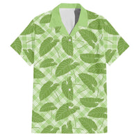 Green Hawaii Kalo Palaka Motifs Family Matching Off Shoulder Maxi Dress and Hawaiian Shirt Hawaiian Taro Leaves Elegant Vibes LT14 Dad's Shirt - Short Sleeve Green - Polynesian Pride
