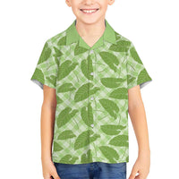 Green Hawaii Kalo Palaka Motifs Family Matching Off Shoulder Maxi Dress and Hawaiian Shirt Hawaiian Taro Leaves Elegant Vibes LT14 Son's Shirt Green - Polynesian Pride