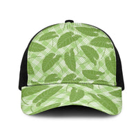 Green Hawaii Kalo Palaka Motifs Mesh Trucker Cap Hawaiian Taro Leaves Elegant Vibes LT14 One Size Black Green - Polynesian Pride