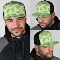 Green Hawaii Kalo Palaka Motifs Mesh Trucker Cap Hawaiian Taro Leaves Elegant Vibes LT14 - Polynesian Pride