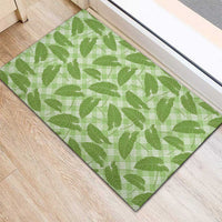 Green Hawaii Kalo Palaka Motifs Rubber Doormat Hawaiian Taro Leaves Elegant Vibes LT14 - Polynesian Pride
