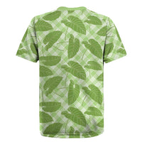 Green Hawaii Kalo Palaka Motifs Rugby Jersey Hawaiian Taro Leaves Elegant Vibes - Polynesian Pride
