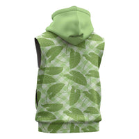 Green Hawaii Kalo Palaka Motifs Sleeveless Hoodie Hawaiian Taro Leaves Elegant Vibes - Polynesian Pride