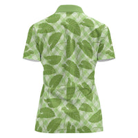 Green Hawaii Kalo Palaka Motifs Women Polo Shirt Hawaiian Taro Leaves Elegant Vibes LT14 - Polynesian Pride
