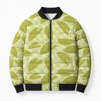 Lime Green Hawaii Kalo Palaka Motifs Bomber Puffer Jacket Hawaiian Taro Leaves Elegant Vibes LT14 Unisex Lime Green - Polynesian Pride