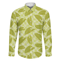 Lime Green Hawaii Kalo Palaka Motifs Family Matching Off The Shoulder Long Sleeve Dress and Hawaiian Shirt Hawaiian Taro Leaves Elegant Vibes - Polynesian Pride